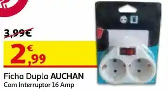 Ficha Dupla Auchan com Interruptor 16 Amp