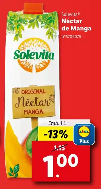 Lidl Solevita Néctar de Manga promoção