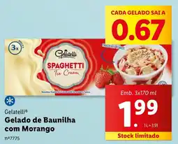 Lidl Gelatelli Gelado de Baunilha com Morango promoção