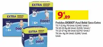 Auchan Fraldas Dodot Azul Bebé Seco Extra promoção