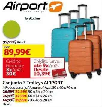 Conjunto 3 Trolleys Airport 50x60x70cm