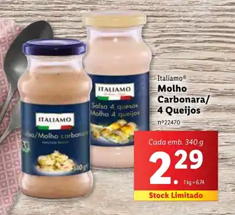 Lidl Italiamo Molho Carbonara/ 4 Queijos promoção