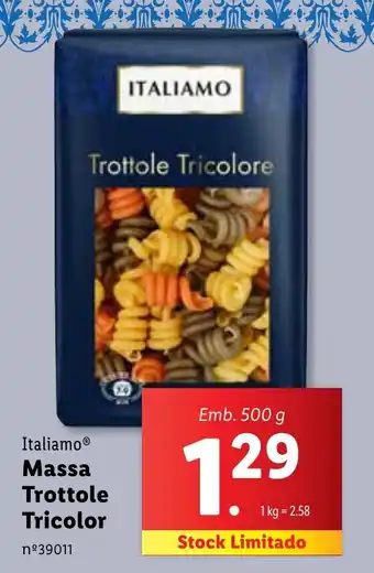 Lidl Italiamo Massa Trottole Tricolor promoção