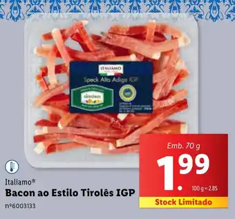 Lidl Italiamo Bacon ao Estilo Tirolês IGP promoção