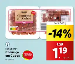 Lidl Fumadinho Chouriço em Cubos promoção