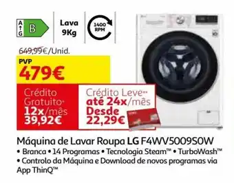 Auchan Máquina de Lavar Roupa LG F4WV5009SOW promoção