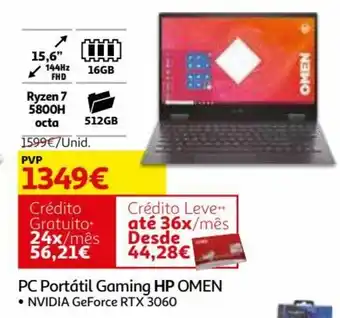 Auchan HP Omem PC Portátel Gaming promoção