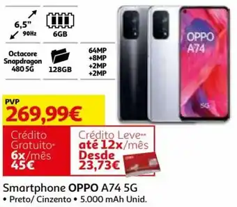 Auchan Oppo A74 5G Smartphone promoção
