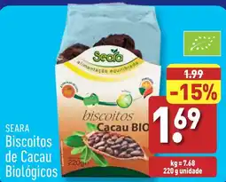 ALDI SEARA Biscoitos de Cacau Biológicos promoção
