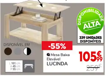 Conforama Mesa Baixa Elevável Lucinda promoção