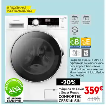 Conforama Máquina de Lavar e Secar Roupa Confortec CF8614LSIN promoção