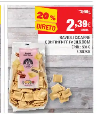 Continente Ravioli C/ Carne Continente 500g promoção
