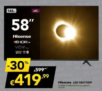 Radio Popular Hisense LED 58" 58A7100F promoção