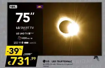 Radio Popular LG Smart TV UHD 75" promoção