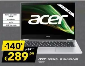 Radio Popular Acer Portátil SP-114-31N-C47P promoção