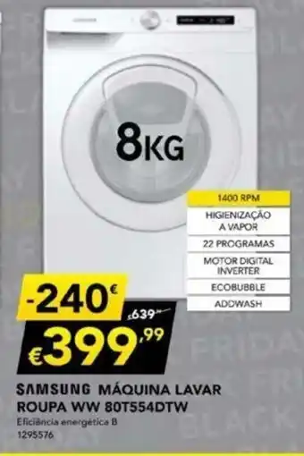 Radio Popular Samsung Máquina Lavar Roupa WW 80T554DTW promoção
