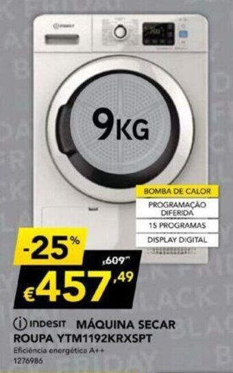 Radio Popular Indesit Máquina Secar Roupa YTM1192KRXSPT promoção