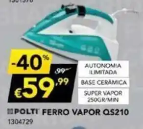 Radio Popular Polti Ferro Vapor QS210 promoção