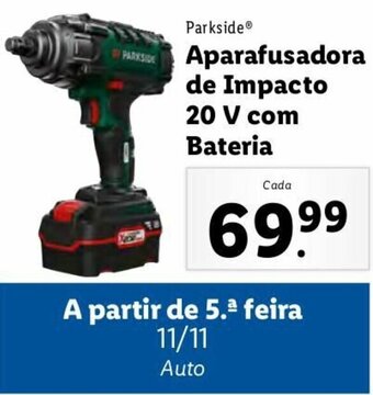Lidl Parkside Aparafusadora de Impacto 20V com Bateria promoção