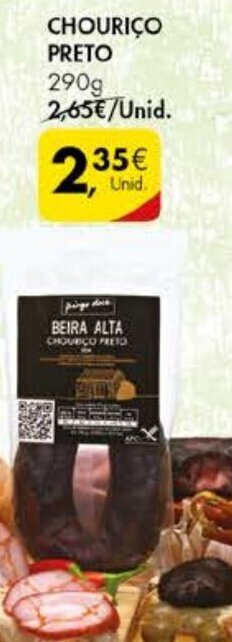 Pingo Doce Chouriço Preto 290g promoção