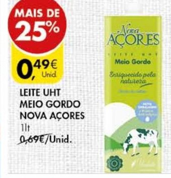 Pingo Doce Leite UHT Meio Gordo Nova Açores 1lt promoção