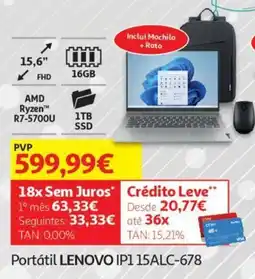 Auchan Portátil LENOVO IP1 15ALC-678 promoção
