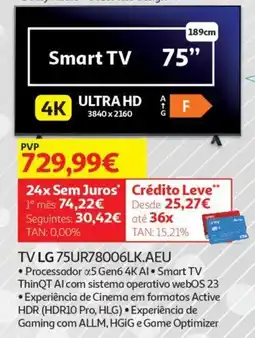 Auchan TV LG 75UR78006LK.AEU promoção