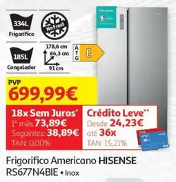 Auchan Frigorifico Americano HISENSE RS677N4BIE promoção