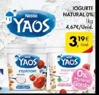 Pingo Doce Yaos Iogurte Natural 0% 1kg promoção