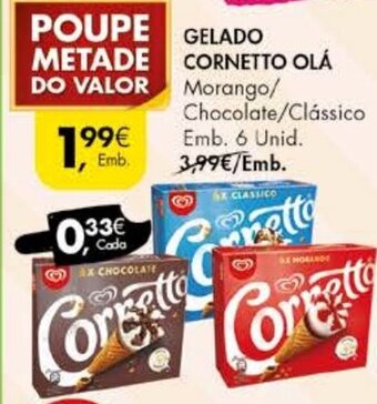 Pingo Doce Gelado Cornetto Olá 6 Unid promoção