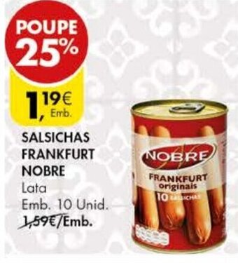 Pingo Doce Salsichas Frankfurt Nobre 10 Unid promoção