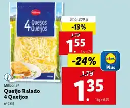 Lidl Milbona Queijo Ralado 4 Queijos promoção
