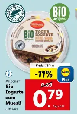 Lidl Milbona Bio Iogurte com Muesli promoção