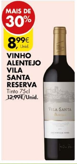 Pingo Doce Vinho Alentejo Vila Santa Reserva 75cl promoção