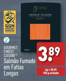 ALDI GOURMET FINEST CUISINE Salmão Fumado em Fatias Longas promoção
