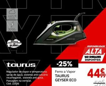 Ferro a vapor taurus