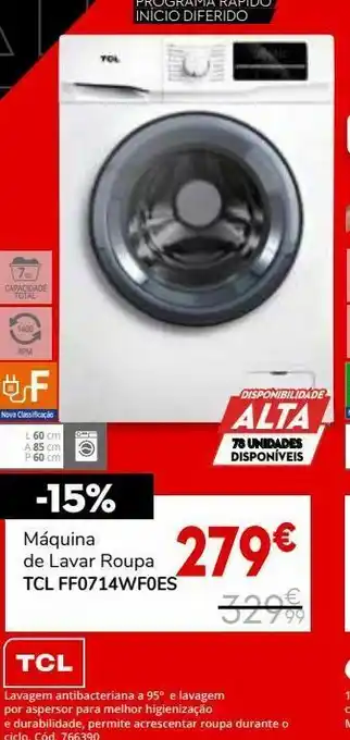 Máquina lavar roupa tcl