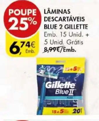 Pingo Doce Lâminas Descartáveis Blue 2 Gillette 15 Unid + 5 Unid promoção