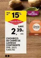 Continente Continente - chourico de carne de lamego promoção