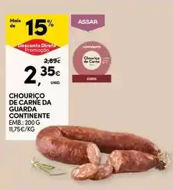 Continente Continente - chourico de carne da guarda promoção