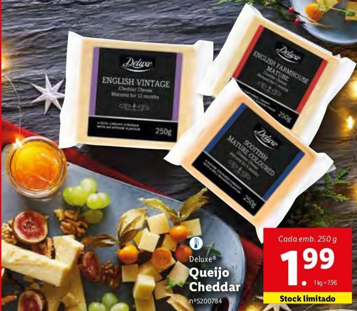 Promoção Deluxe Queijo Cheddar 250g em Lidl