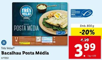 Lidl Trés Velas Bacalhau Posta Média 800g promoção