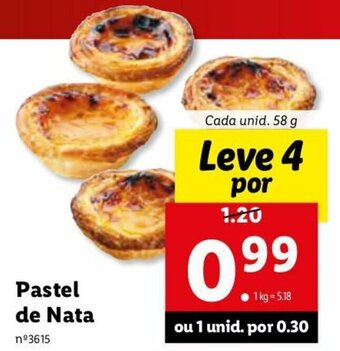 Lidl Pastel de Nata 58g promoção
