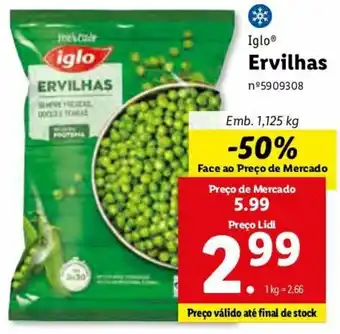 Lidl Iglo Ervilhas 1,125khg promoção