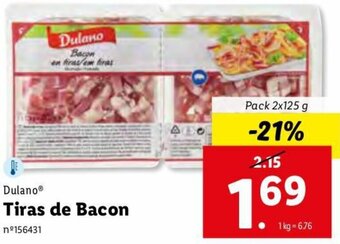 Lidl Dulano Tiras de Bacon 2x125g promoção