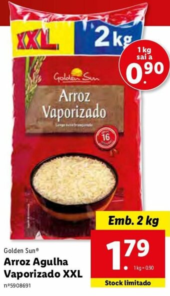 Lidl Golden Sun Arroz Agulha Vaporizado XXL 2kg promoção