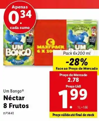 Lidl Um Bongo Néctar 8 Frutos 6x200ml promoção