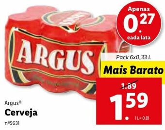 Lidl Argus Cerveja 6x0,33L promoção
