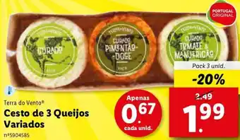 Lidl Terra do Vento Cesto de 3 Queijos Variados 3 Unid promoção