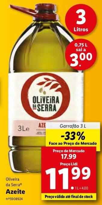 Lidl Oliveira da Serra Azeite 3L promoção